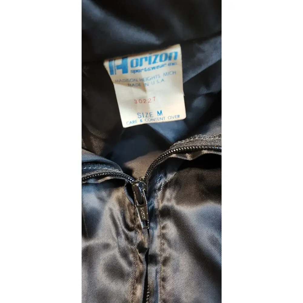 Vtg Snap On 60th Black Satin Bombers Jacket Men HORIZON Coat Medium Lightweight